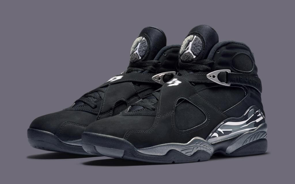 A pair of black Air Jordans